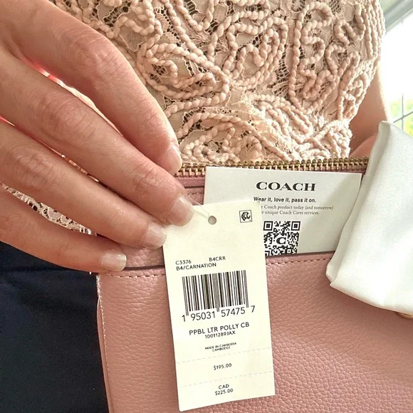 NWT Coach Polly Pebbled Leather Turnlock Crossbody Bag carnation - Picture 4 of 8